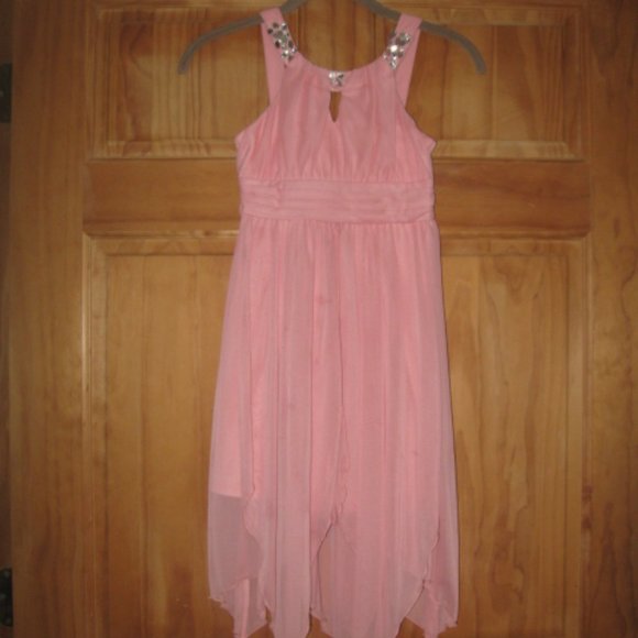 Girls Tween Diva Coral Formal Dress - Picture 1 of 2